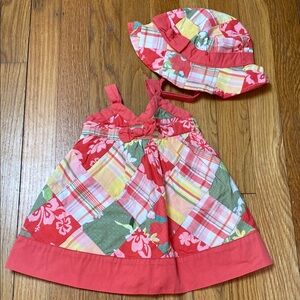 Janie and Jack Colorful Patchwork Dress and Hat Set